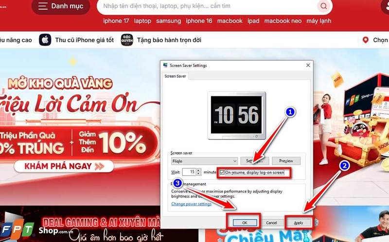 Màn hình chờ Fliqlo hiển thị đồng hồ số