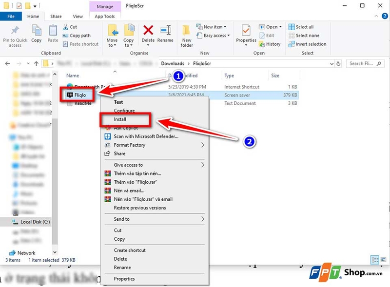 Màn hình cài đặt Fliqlo trên Windows