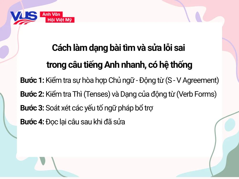 Hướng dẫn kỹ thuật kiểm tra thì và dạng động từ trong câu tiếng Anh