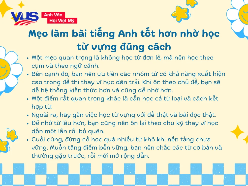 Học sinh đang áp dụng phương pháp học từ vựng hiệu quả