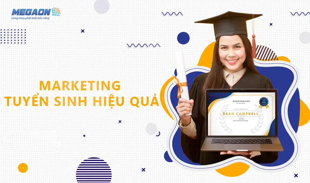 Sơ đồ hệ thống quảng cáo giáo dục từ awareness đến enrollment với các điểm chạm và metrics tương ứng