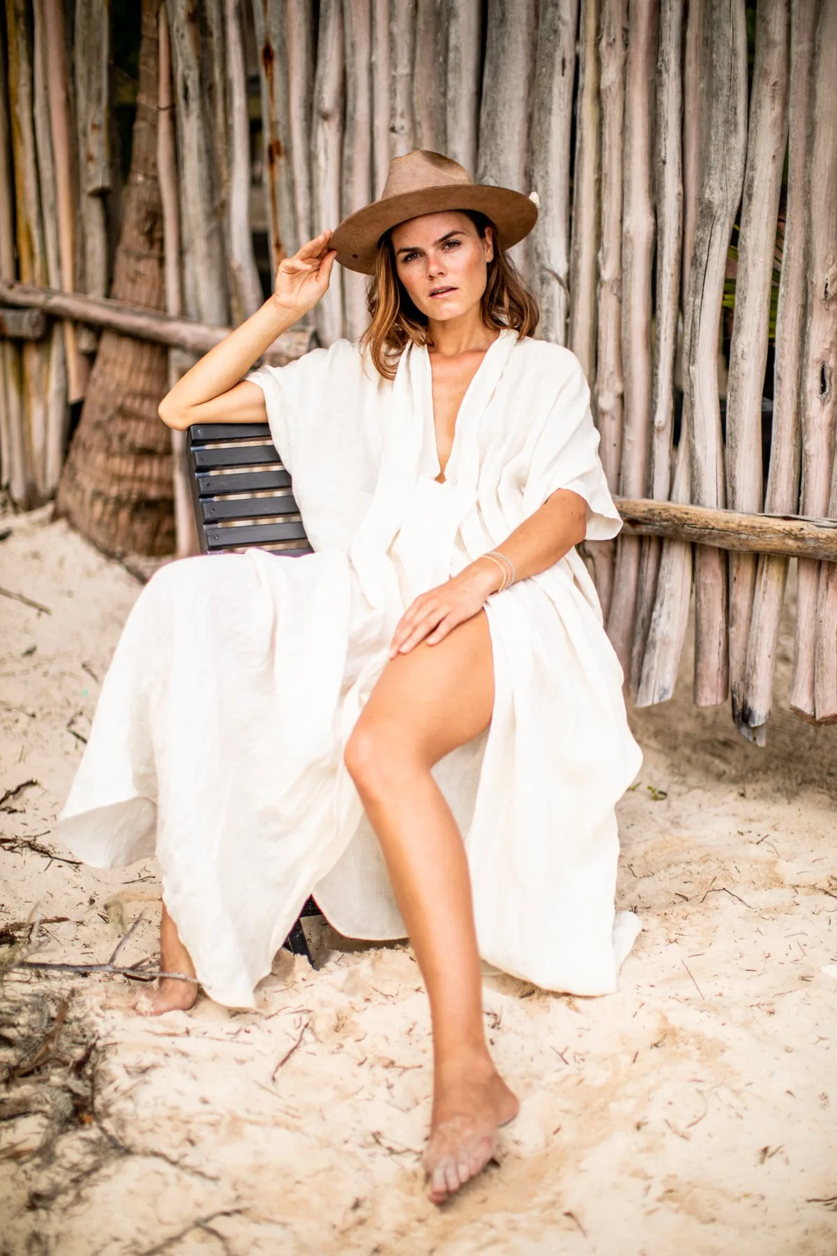 Váy Kaftan Linen trắng