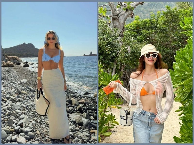 Bikini mix chân váy đi biển
