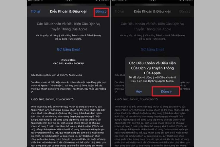 Màn hình điều kiện sử dụng và chính sách ưu đãi trên app