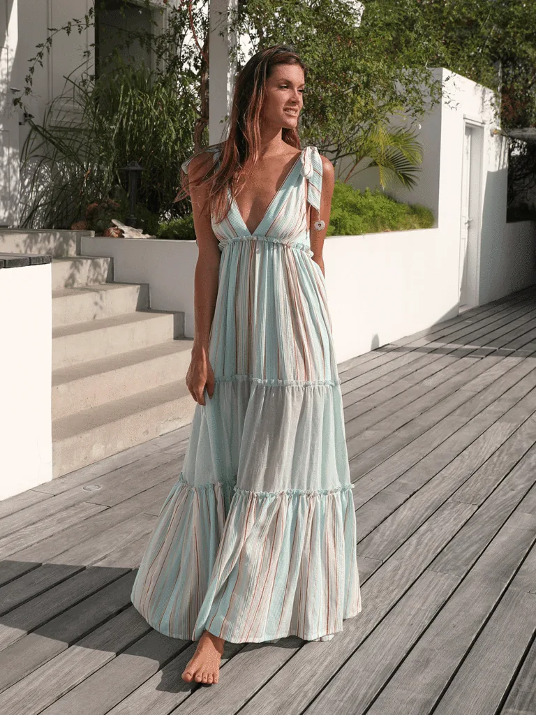 Váy maxi buộc dây màu pastel