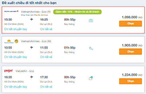 Chặng bay từ Hồ Chí Minh