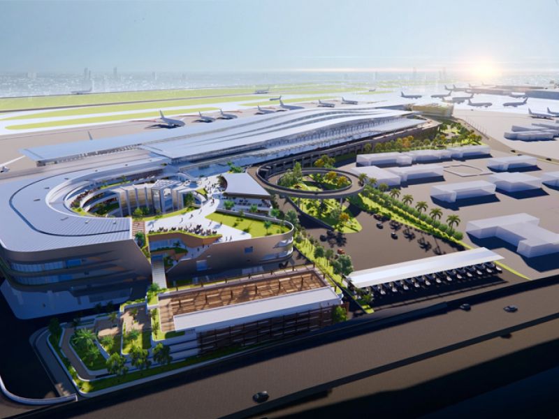 Nhà ga T3 Tân Sơn Nhất nhìn từ bên ngoài