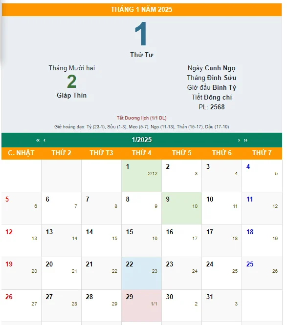 Lịch âm 2025 cho kế hoạch du lịch