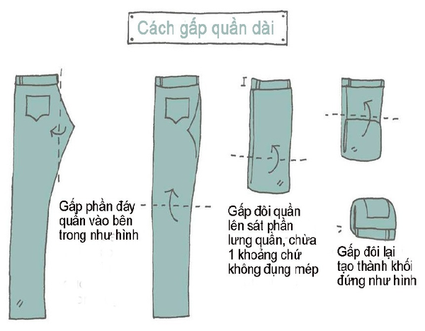 Cách gấp quần jean không bị nhăn