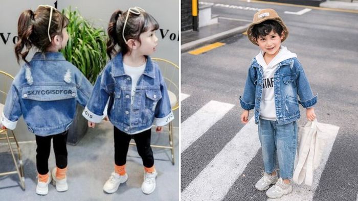Phối áo khoác denim cho trẻ em đi du lịch mùa đông