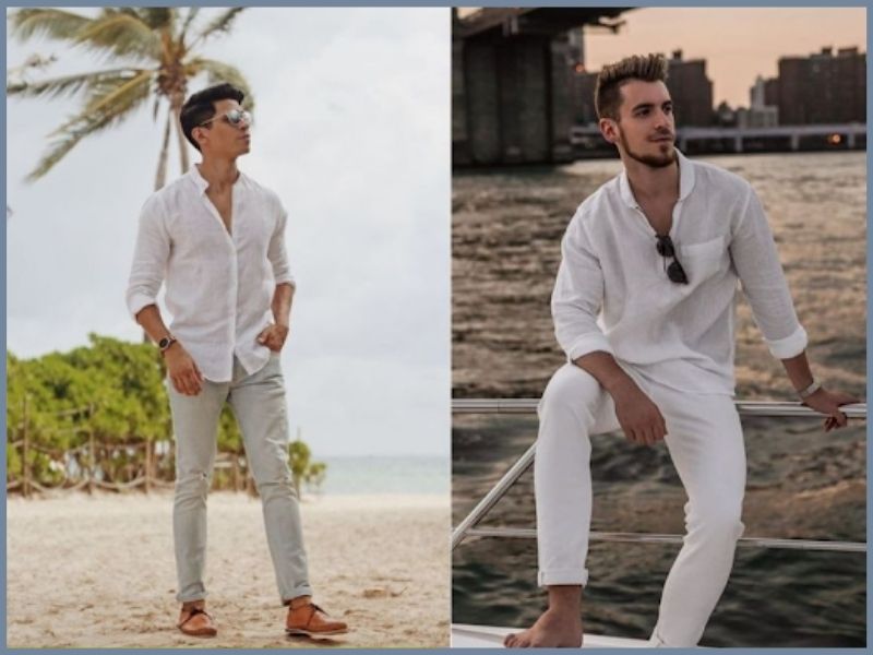 Áo sơ mi và quần jean casual đi du lịch