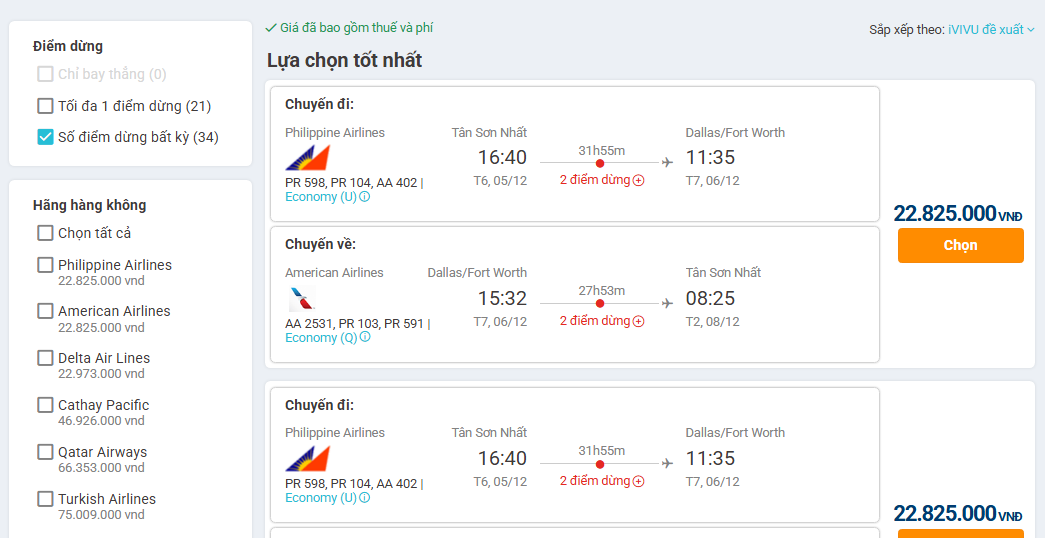 Chặng bay đi Bắc Mỹ