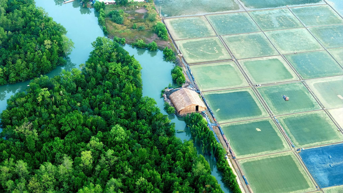 Ruộng muối nhìn từ xa