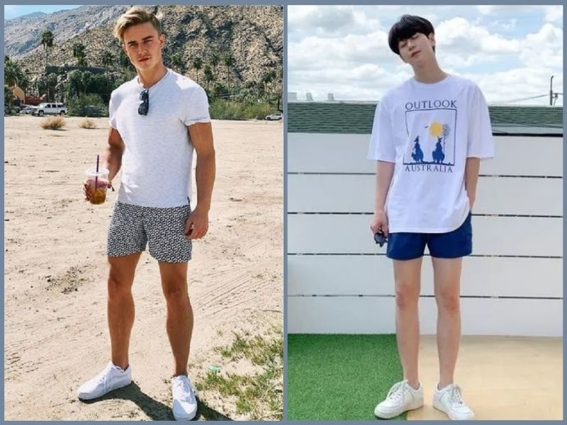 Áo phông và quần short combo du lịch nam