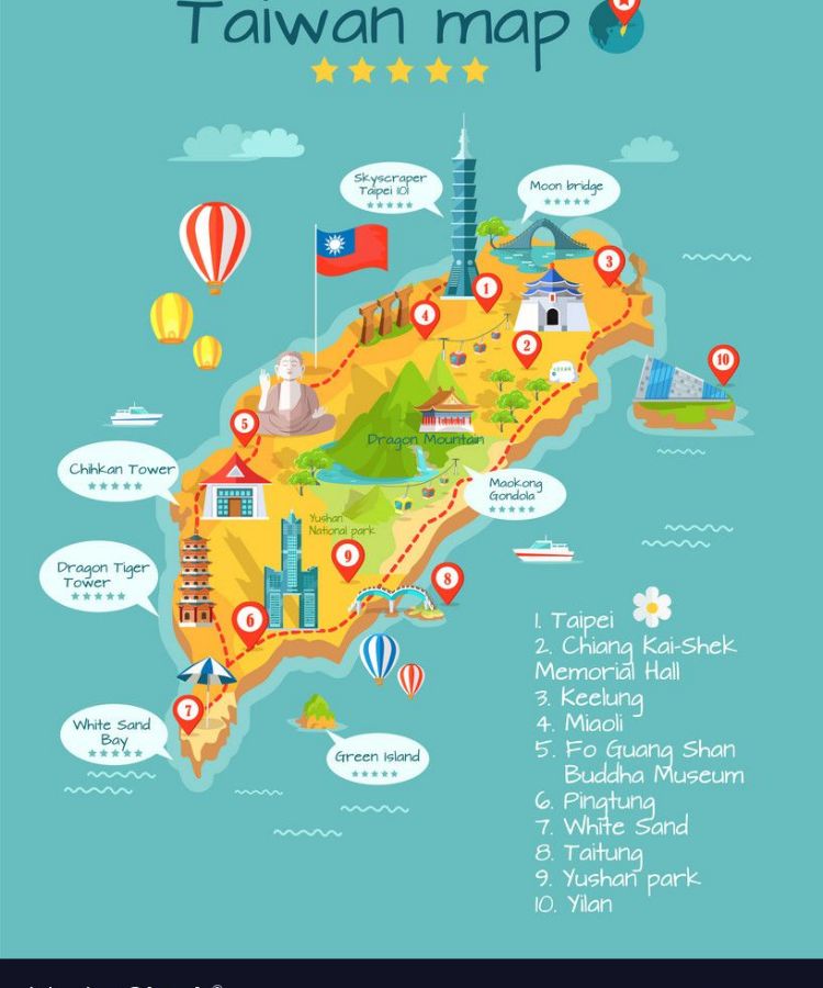 Bản đồ 4 vùng Đài Loan