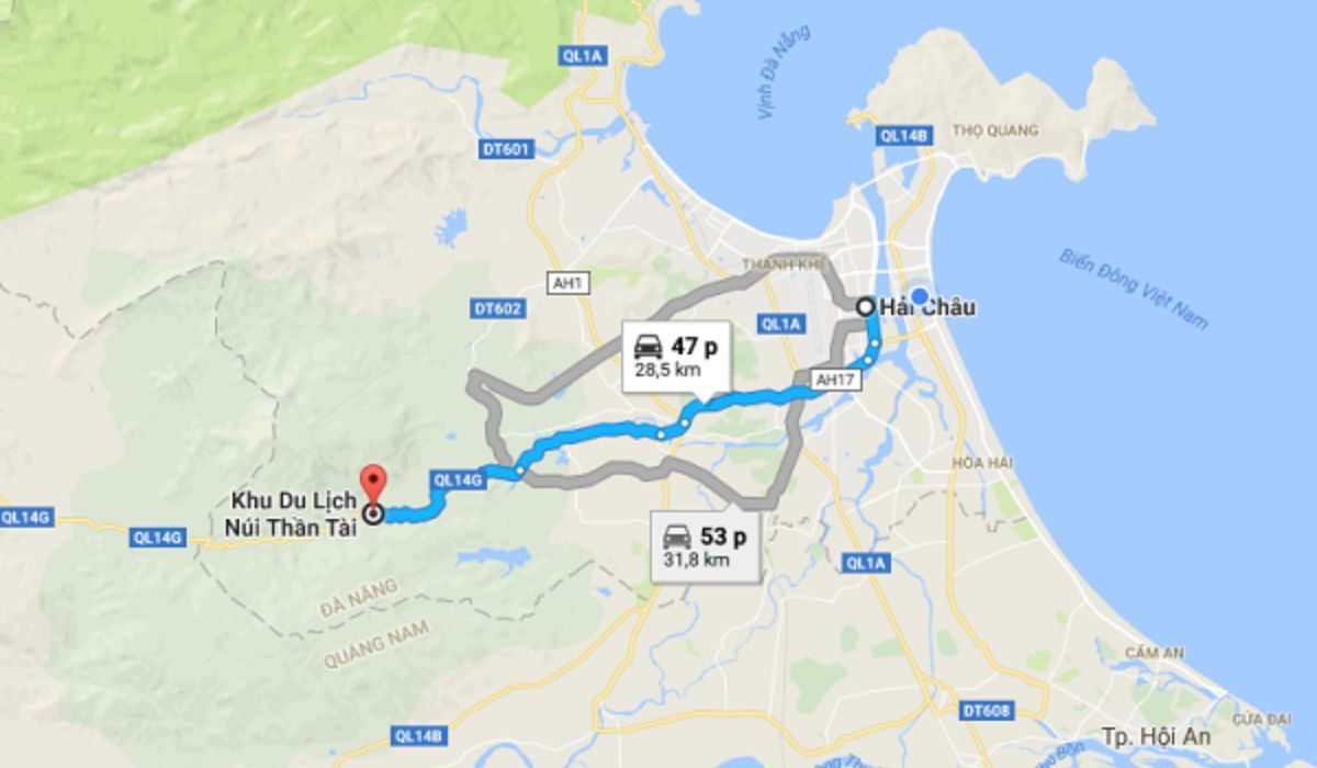 Cung đường từ trung tâm Đà Nẵng đến Núi Thần Tài