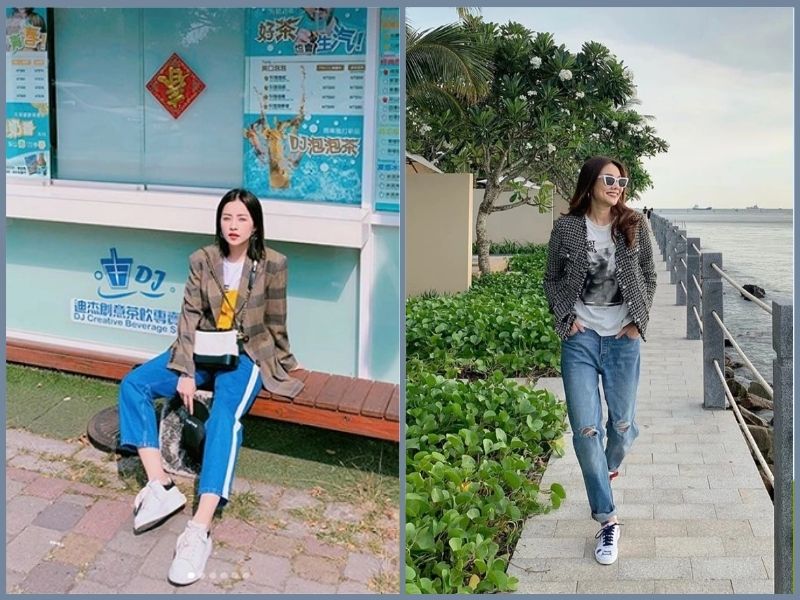 Áo phông kết hợp blazer cho outfit trang nhã mùa đông