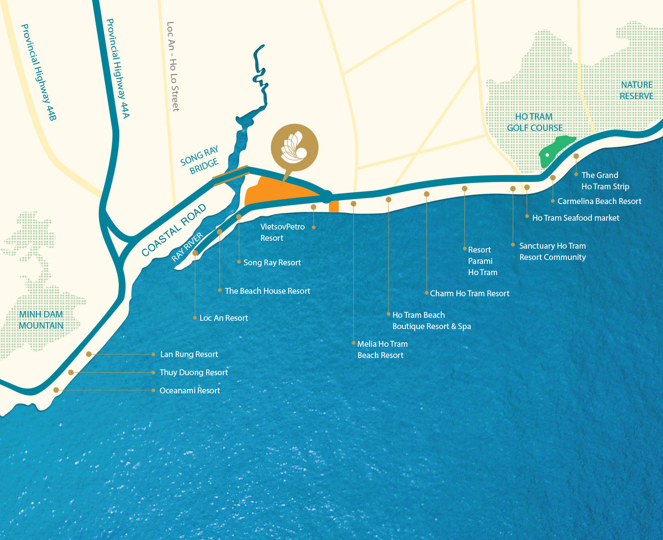 Bãi biển Hồ Tràm yên tĩnh