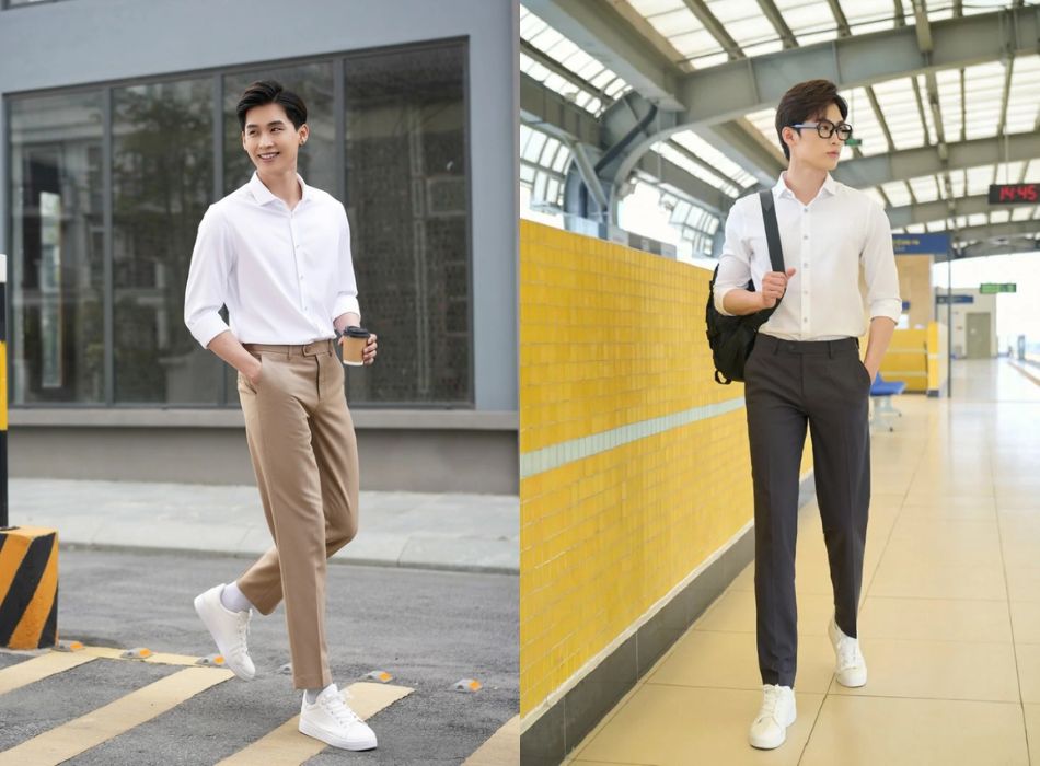 Áo sơ mi cùng quần tây là biểu tượng lịch lãm của cánh mày râu