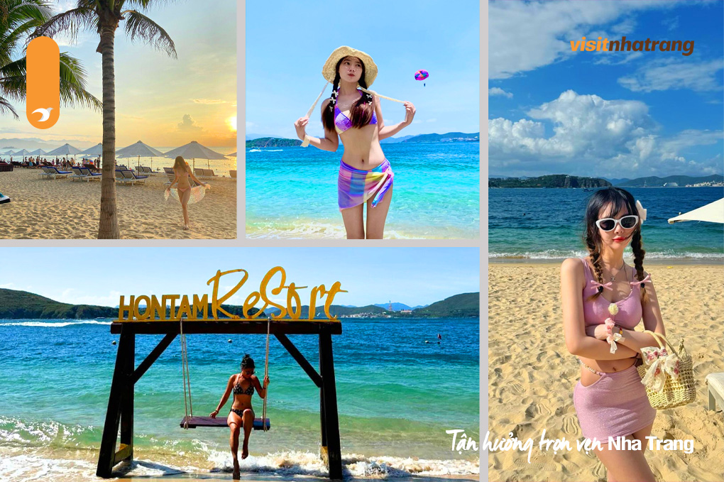 Bãi biển cát trắng tinh ở Nha Trang