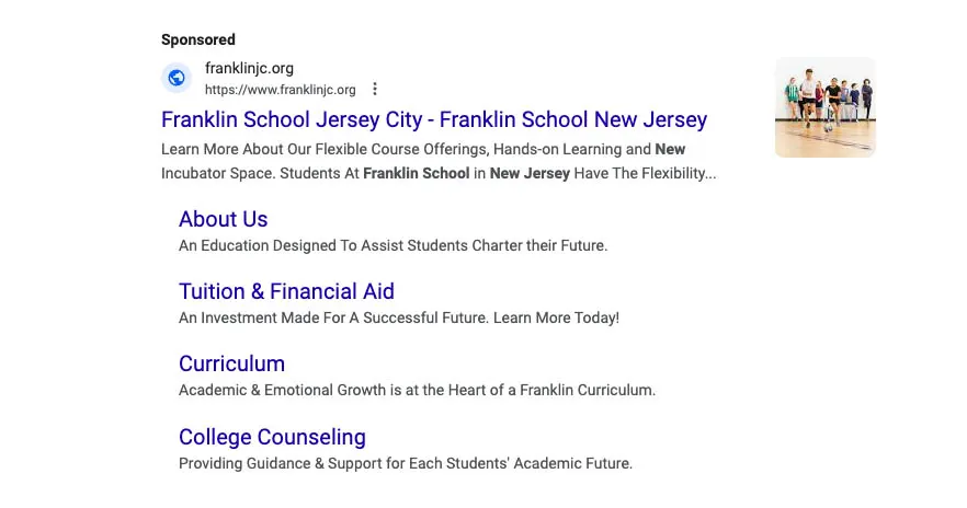 Quảng cáo Google thứ hai của Franklin School