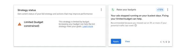 Screenshot chiến lược quảng cáo Google