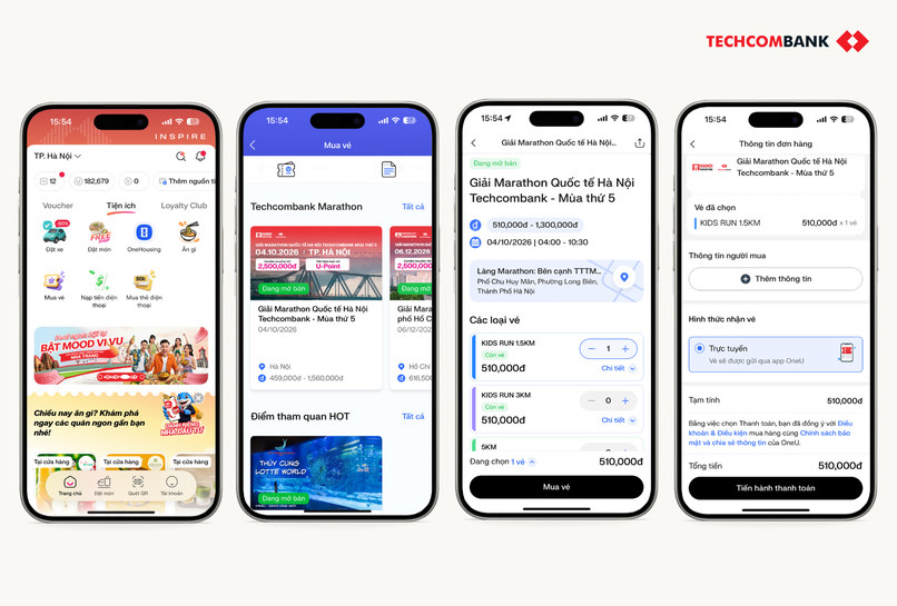 Hướng dẫn mua vé giải chạy Techcombank trên Techcombank OneU