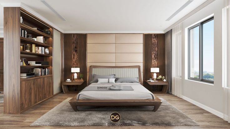 Phòng ngủ với tường rêu nghệ thuật và thiết kế thiên nhiên