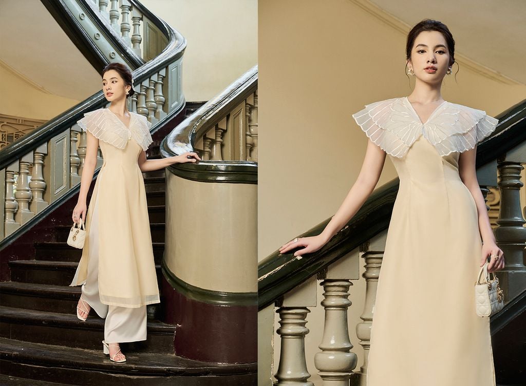 Chất liệu áo dài Tết tạo nên độ rủ, độ mềm và cảm giác cao cấp