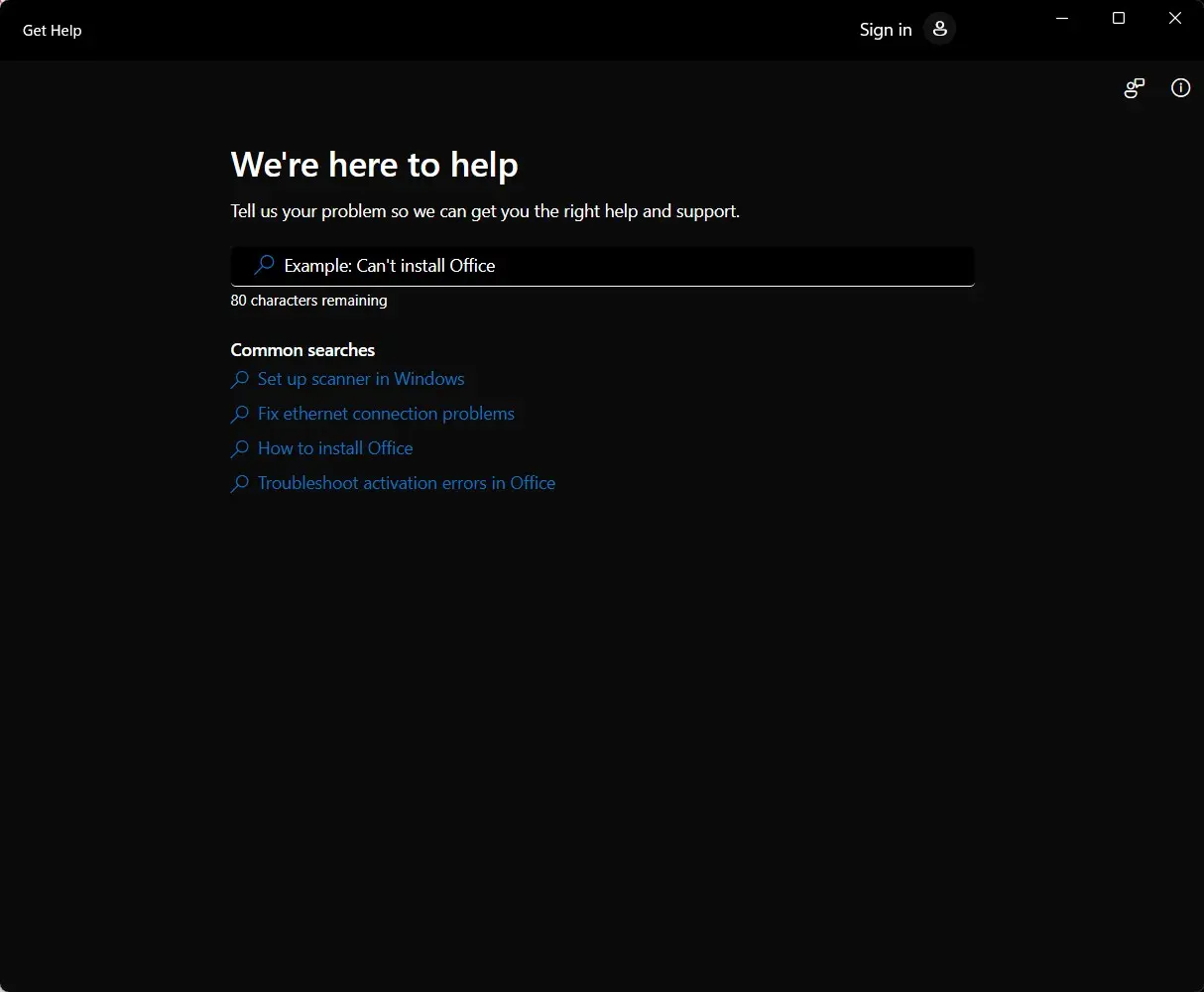 Mở Get Help trong Windows 11