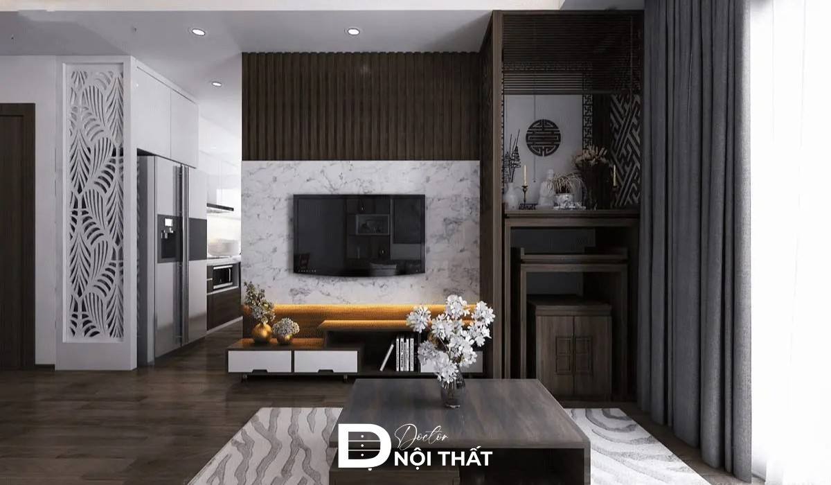Phòng khách nhỏ bố trí gọn gàng