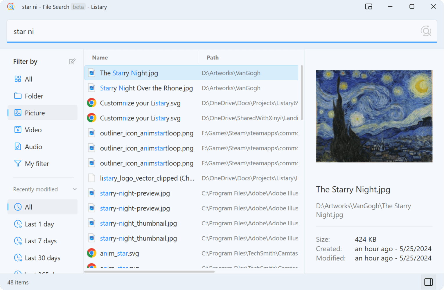 Cửa sổ tìm kiếm file tích hợp thông minh của Listary