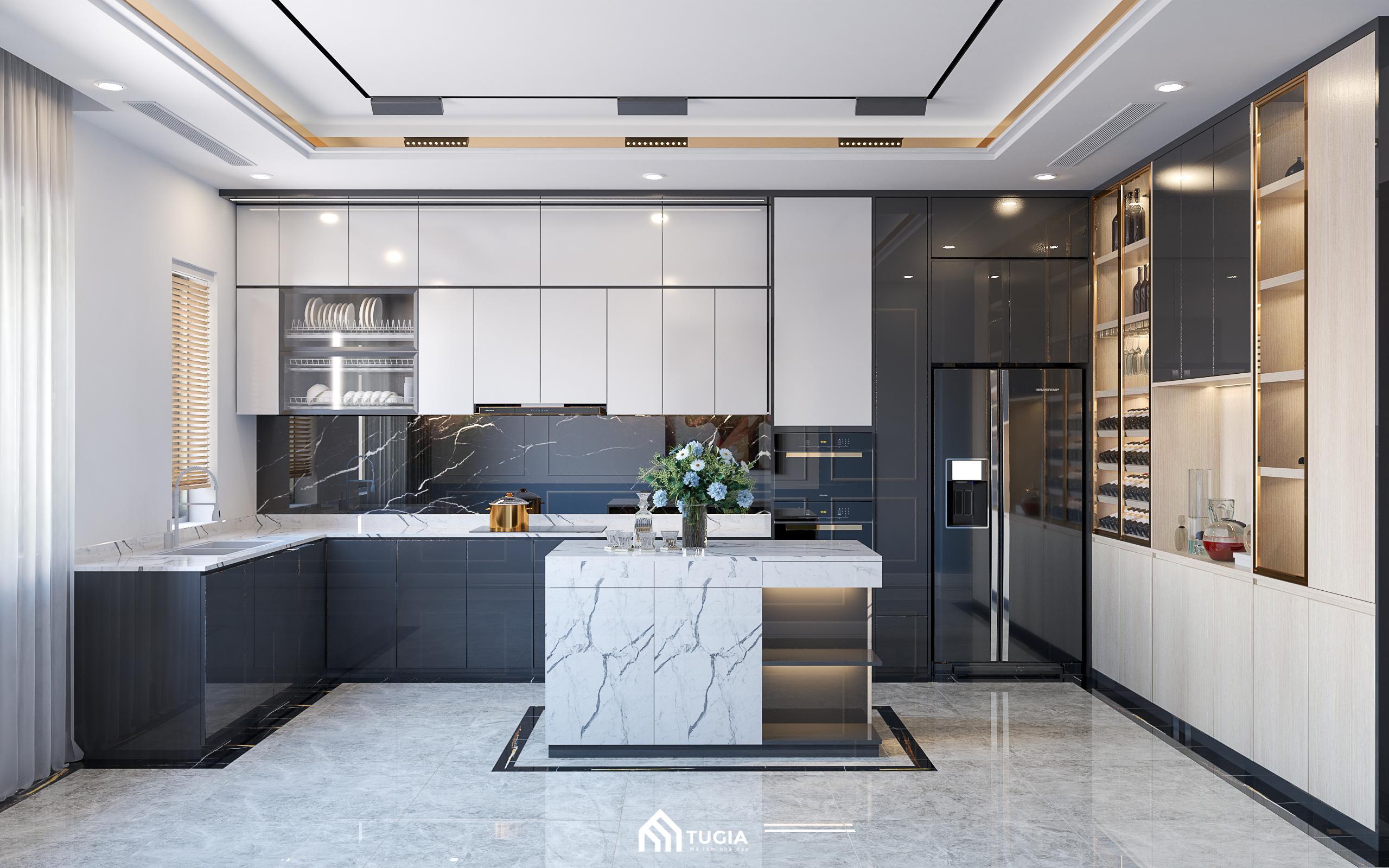 Thiết kế nội thất phòng bếp đẹp và tiện nghi hơn với bàn đảo bếp bằng đá cao cấp