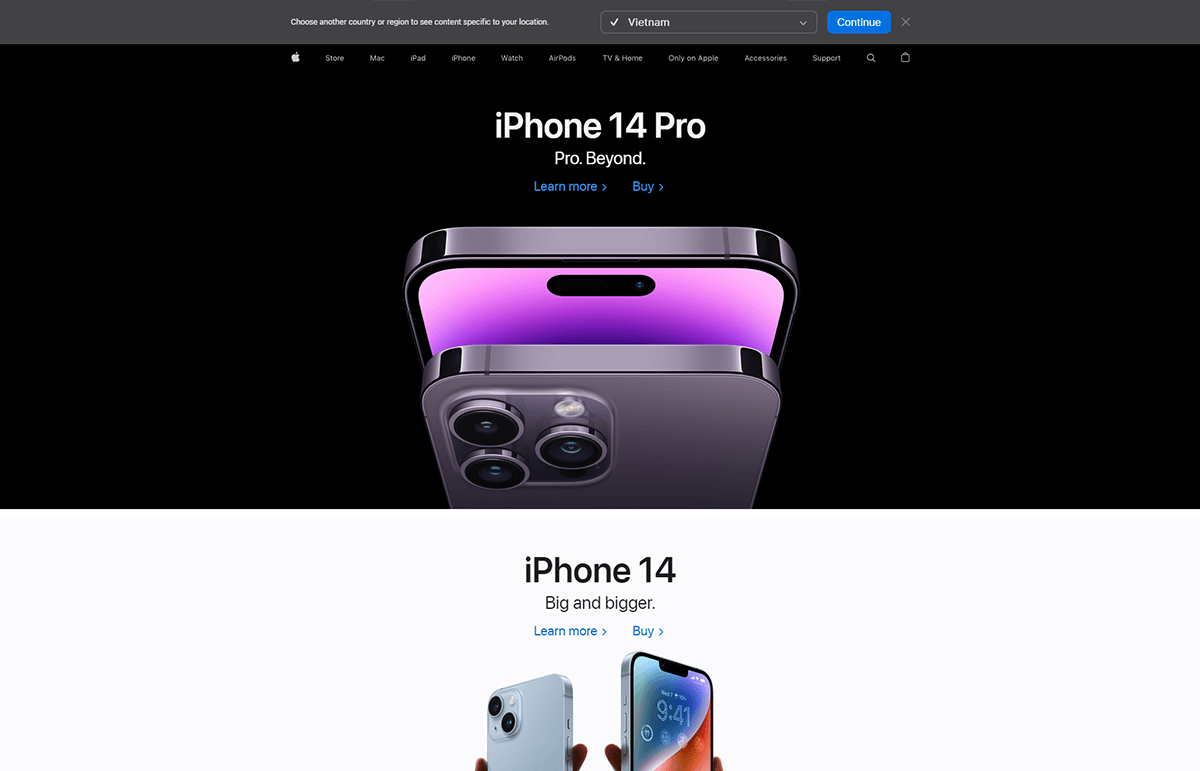 Mẫu thiết kế website Apple - trang chủ