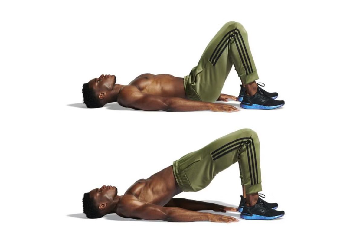 Tư thế chuẩn bị Glute Bridge với hai chân gập