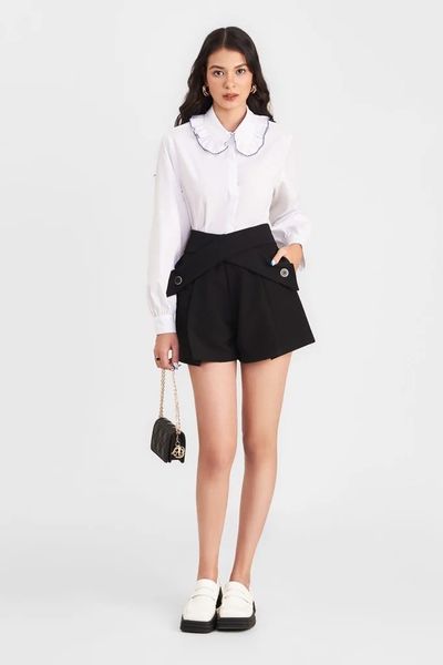 Quần short chữ A tạo tỷ lệ cân bằng cho dáng quả lê và đùi to