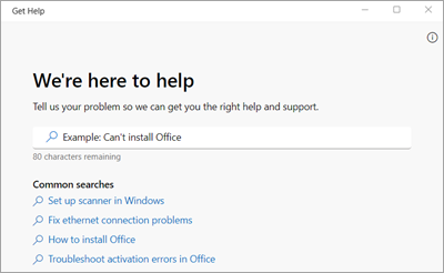 Giao diện ứng dụng Get Help trên Windows