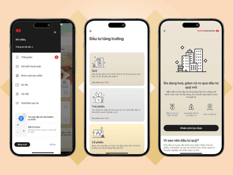 Đầu tư chứng chỉ quỹ đơn giản, an toàn trên Techcombank Mobile