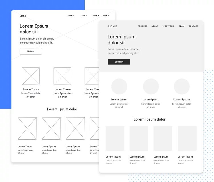 Ví dụ Low-Fidelity Wireframes trong thiết kế web