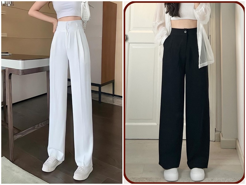 Quần ống loe vải thanh lịch