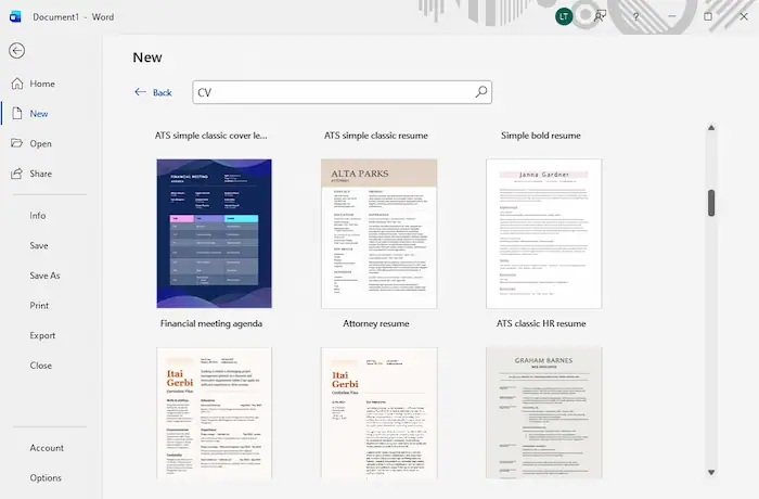 Template Word cho CV và hồ sơ năng lực cá nhân