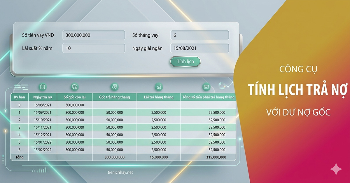 Tính toán tiền trả góp hàng tháng