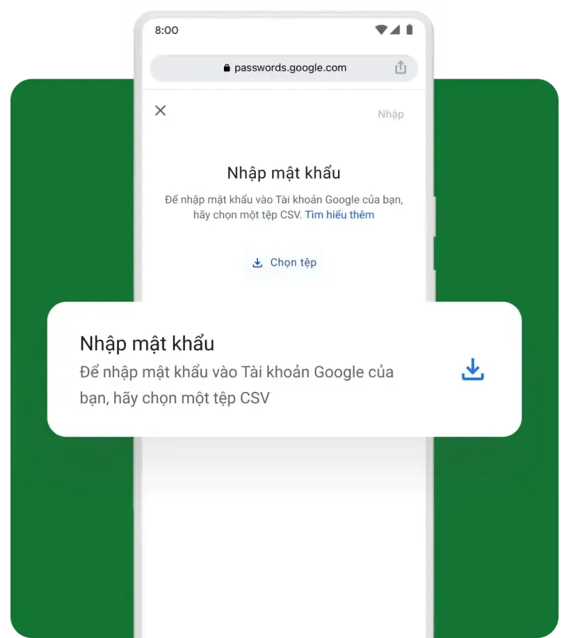 Nhập mật khẩu từ trình quản lý khác