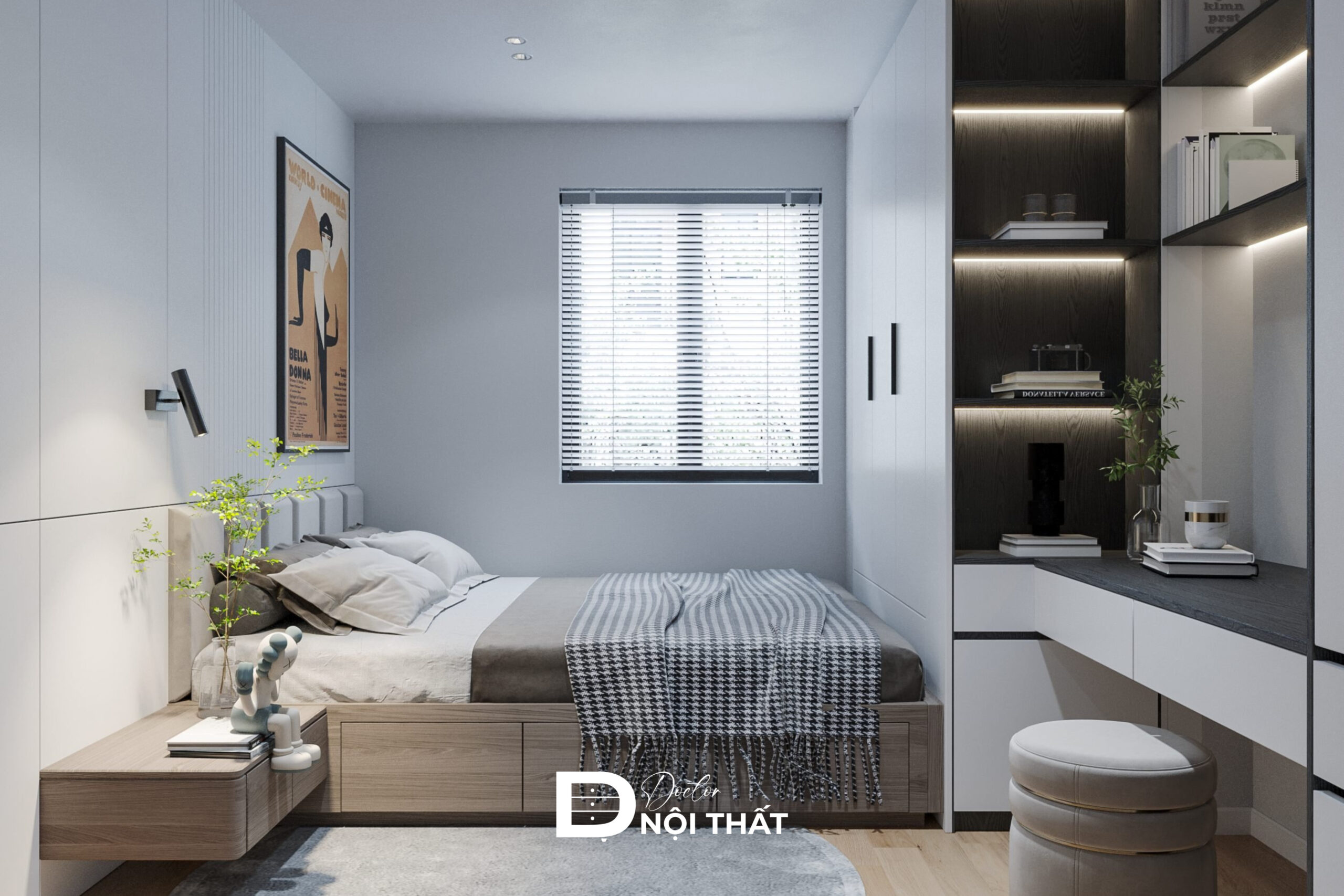 Tranh dán tường 3D tạo ấn tượng trong phòng ngủ