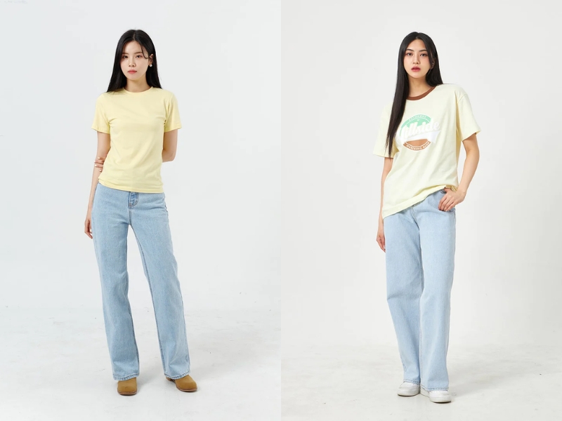 Áo thun phối với quần jeans