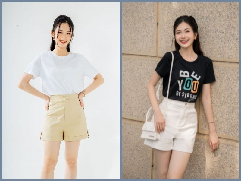 Áo thun và quần short công sở trẻ