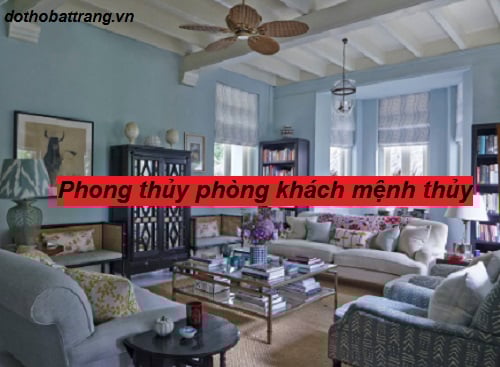 Phòng khách tông xanh dịu