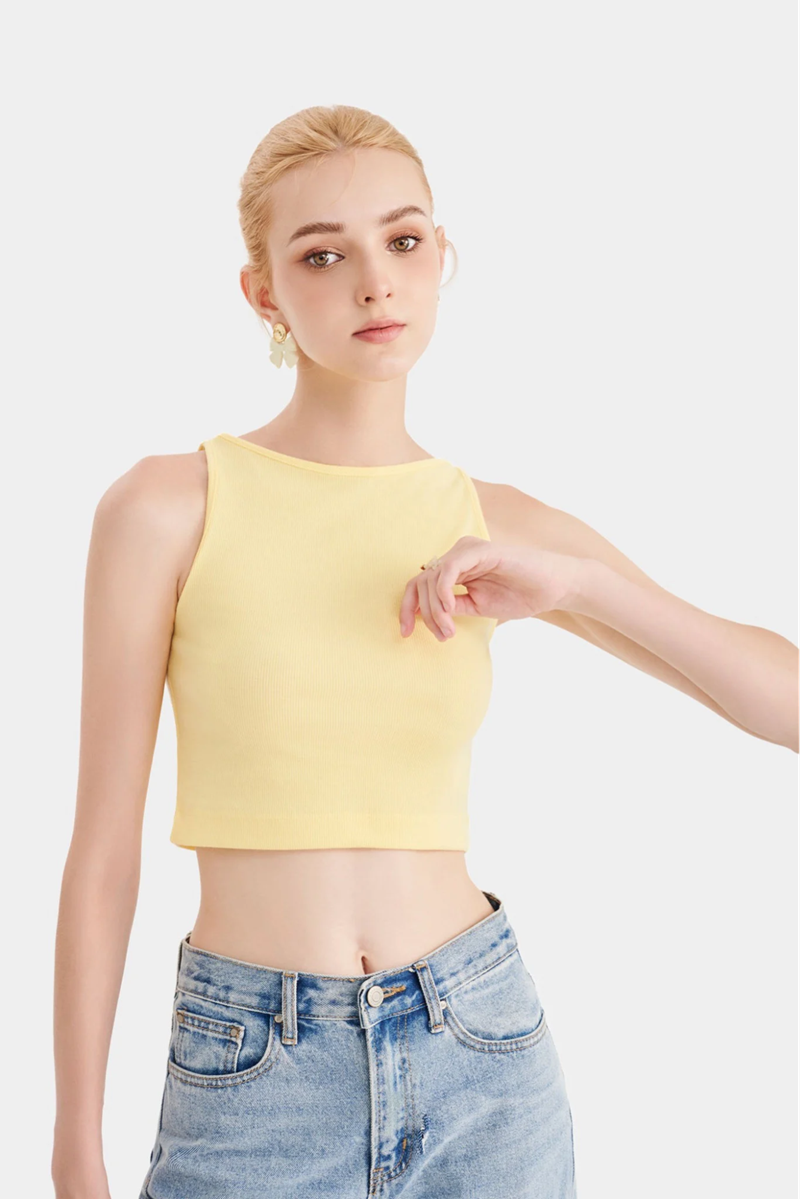 Áo thun crop 3 lỗ cổ thuyền mát mẻ cho mùa hè