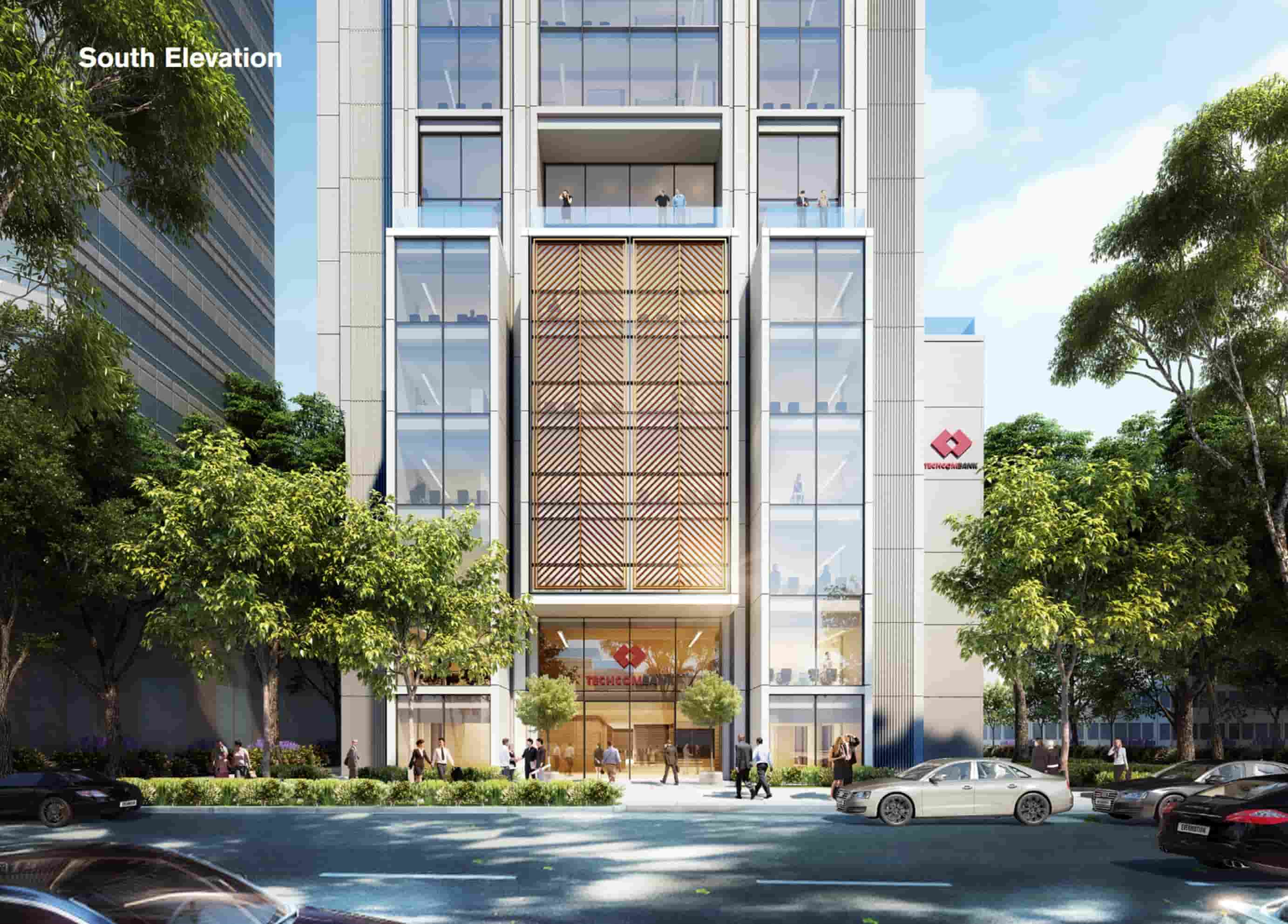 Mặt ngoài tòa nhà Techcombank tại số 6 Quang Trung Hà Nội