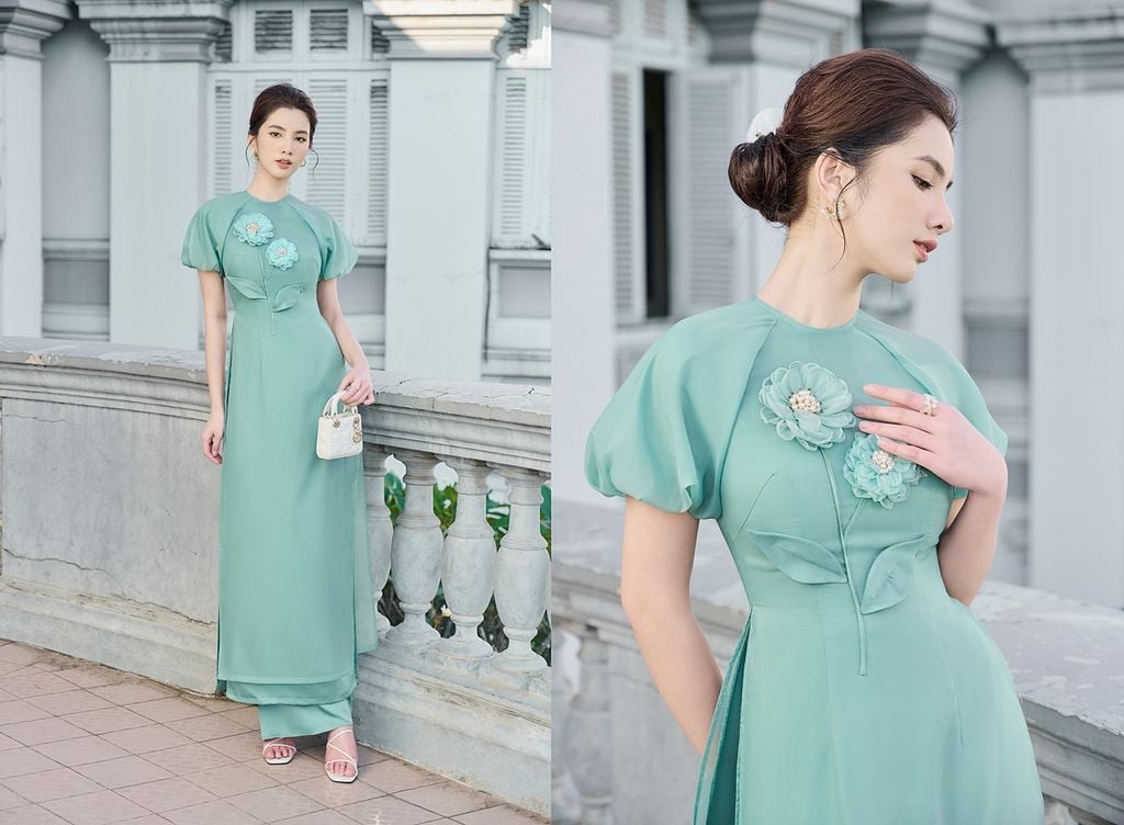 Áo dài Tết với bảng màu xuân nhẹ nhàng và thanh nhã